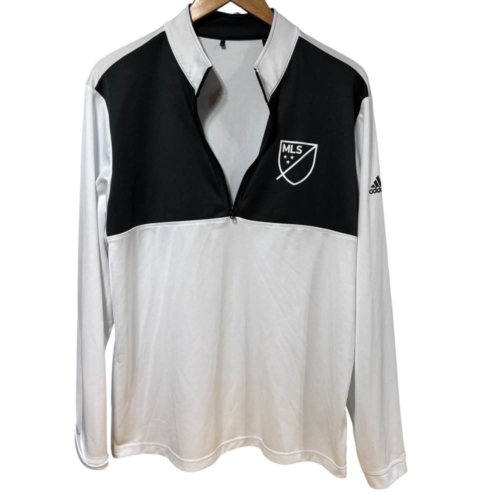 Adidas MLS Quarter Zip Pullover Mens White Black  Soccer Training Top Large #673